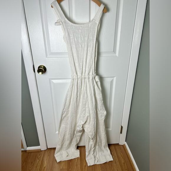 Free People Cotton Gauze Henriette Sleeveless Tie Waist Wide Leg Jumpsuit M - Picture 10 of 14